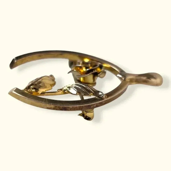 🍁Vintage Bond Boyd Sterling Vermeil Wishbone Rose Brooch - Picture 3 of 6